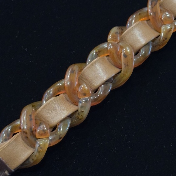 Vintage PRADA Women's Brown Leather Resin Chain Waist Belt 70/28 - Picture 12 of 13